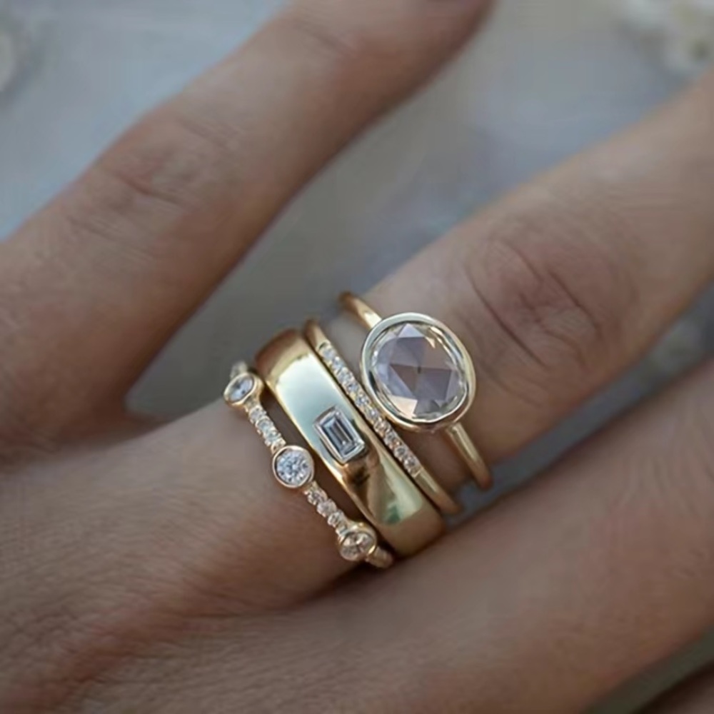 - 18k Gold Plated Stack Rings Size 7 - Picture 3 of 5